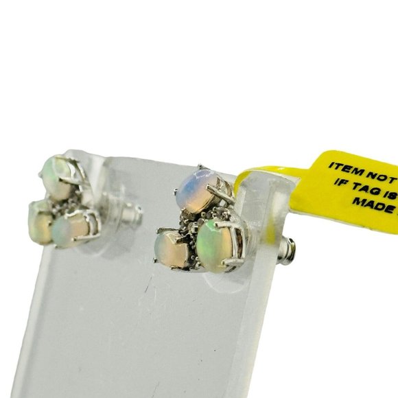 NWT Chuck Clemency Sterling Silver 3 Opal Clear Topaz Stud Earrings Designer - Picture 6 of 11